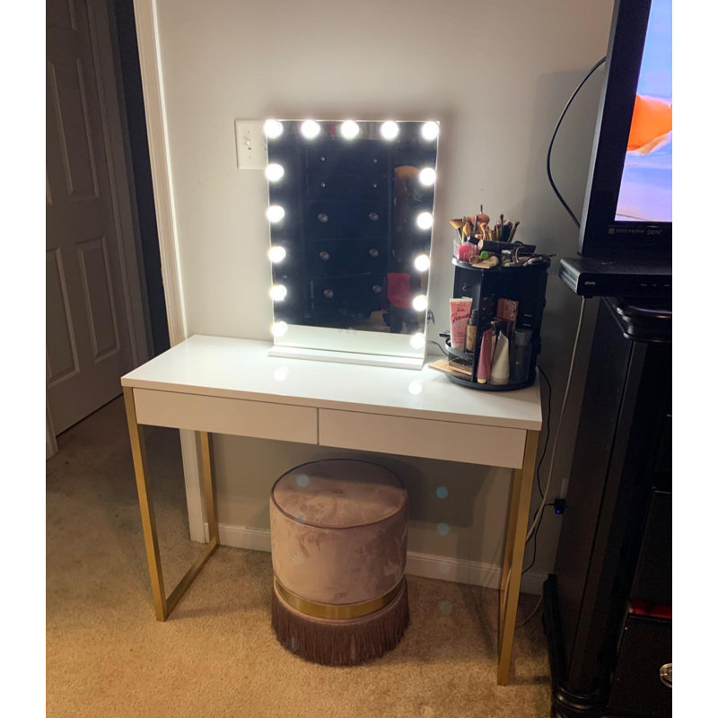 Miroir de maquillage / rasage Hollywood, H 23,4 po x l 17 po x P 5,3 po