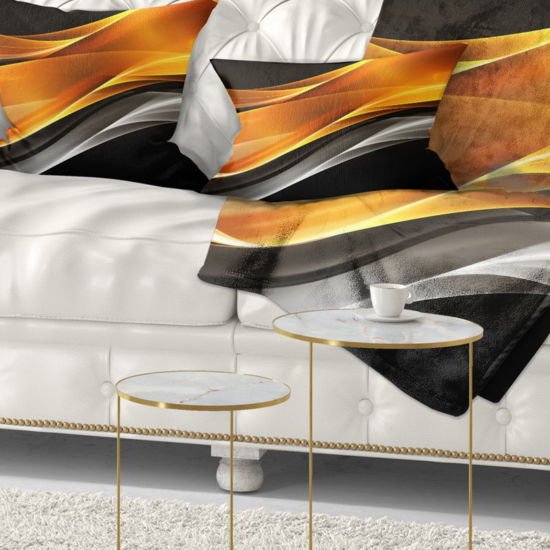Gold and Black Abstract Printed Decorative Pillow