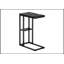 Table d'appoint en forme de C avec stratifié en marbre noir et structure en métal noir, parfaite pour un décor moderne et polyvalent.