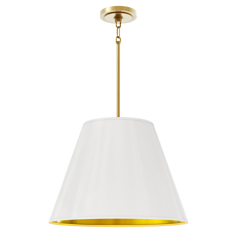 4 - Light Pendant, Matte Daisy/Matte Gold Interior, Modern Brass