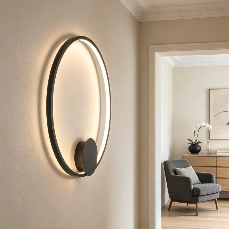Applique murale ronde à DEL moderne intégrée à intensité variable de 23,6 po, polyvalente 2-en-1 à brancher ou câblée pour le salon, la chambre à coucher et le vestibule