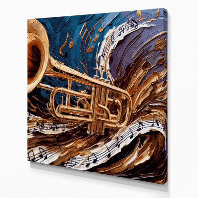 «Music Trombone», art mural sur toile noire