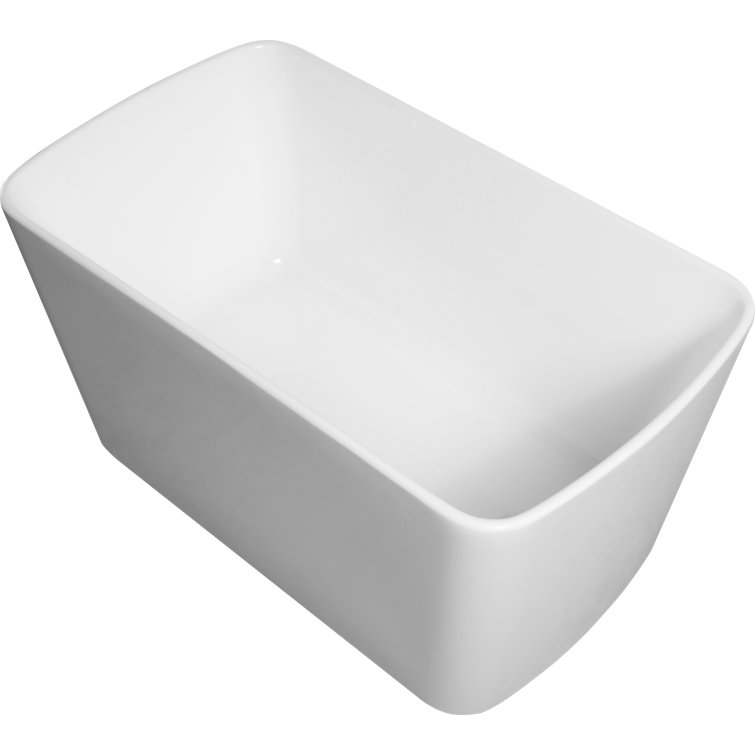 49" Acrylic Freestanding Rectangular Soaking Bathtub With Chrome Overflow And Drain