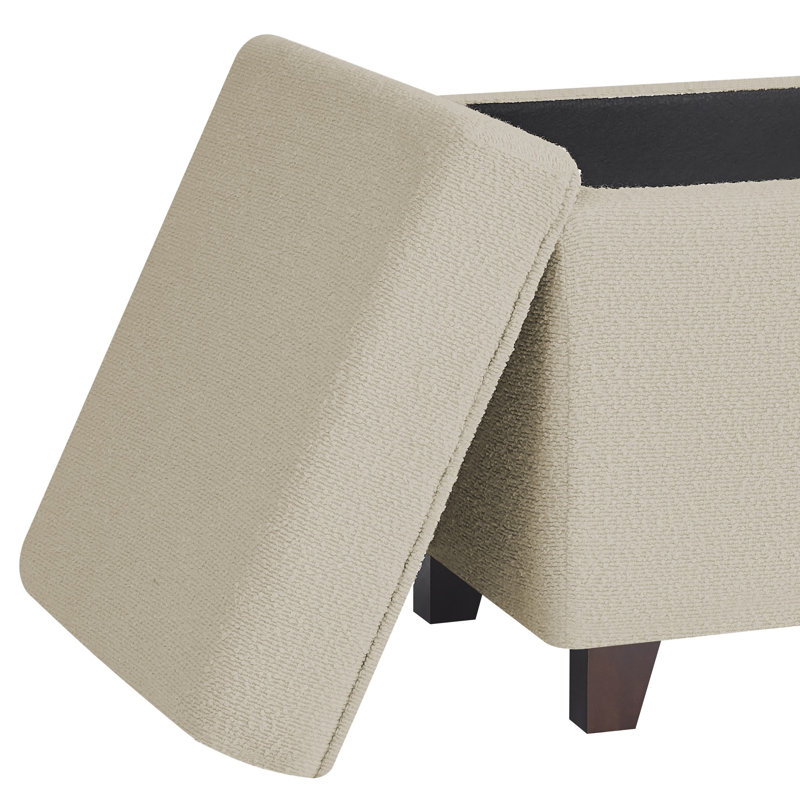 Pittston Cambridge Boucle Square Storage Ottoman, Beige
