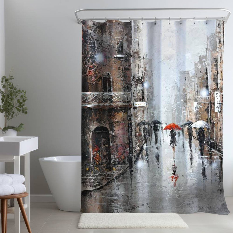 Shower Curtain CI27 – Polyester Shower Curtain, Dye Sublimation Print, 71" W × 74" L