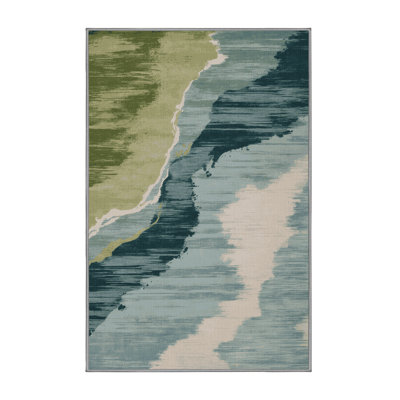 Machine Washable Watercolor Brown Area Rug