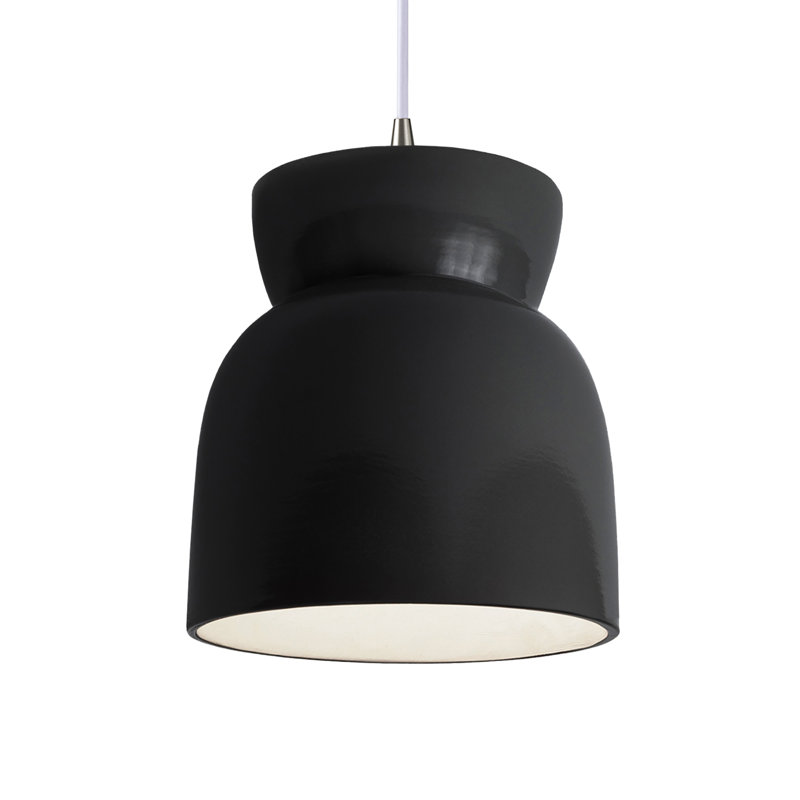 Breeona Single Hourglass Pendant, Gloss Black, Brushed Nickel