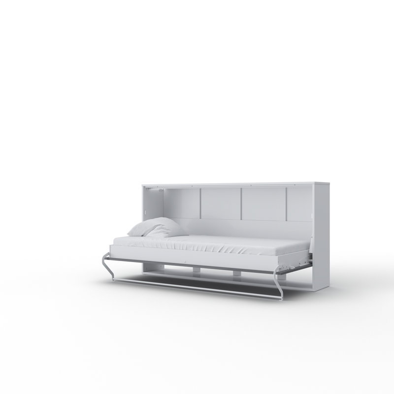 Aubri Murphy Bed, Single, White/Light Grey