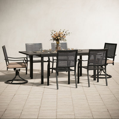 Ensemble repas d'extérieur pour 6 personnes avec chaises de patio et table extensible Salem