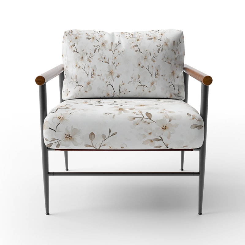 Chaise rembourrée Modern, Bras ronds bruns