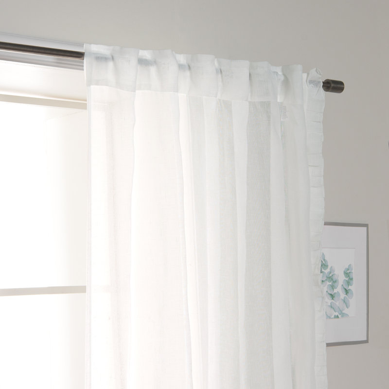 Paire de rideaux semi-transparents avec passe-tringle Kane, Blanc