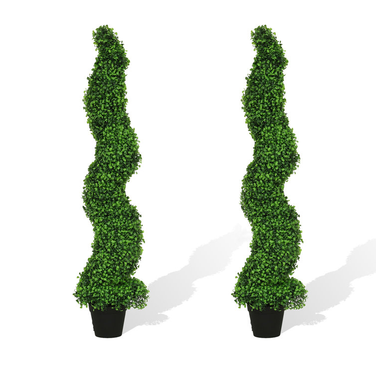 Artificial Potted Green Boxwood Spiral Tree