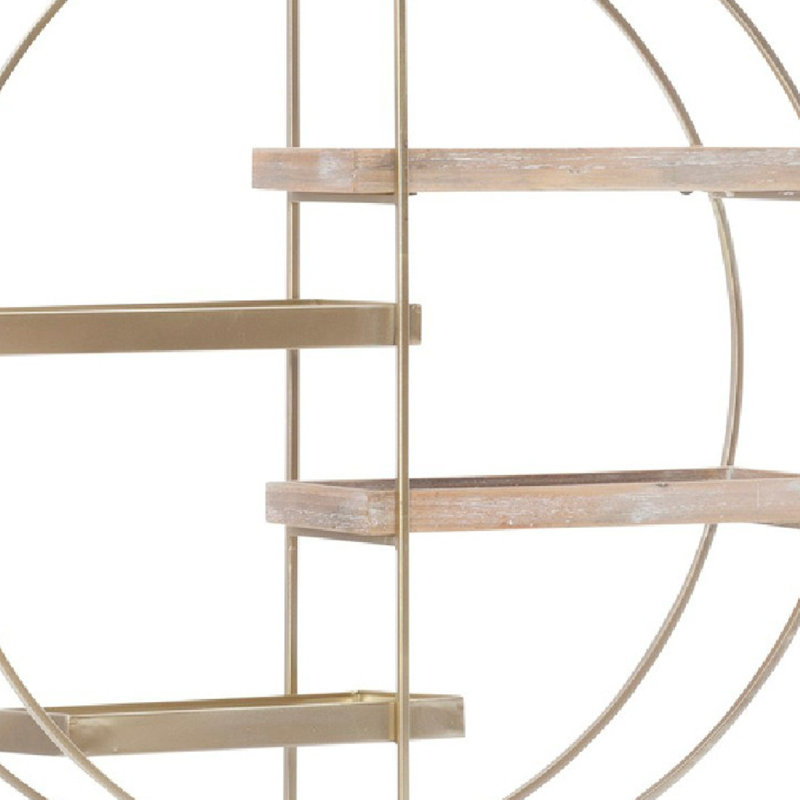 Khala 4 Piece Circle Solid Wood Accent Shelf, Gold
