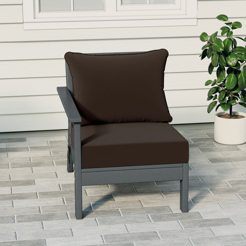 Deep Seating Left Arm Chair With Cushions, Gray, Brown