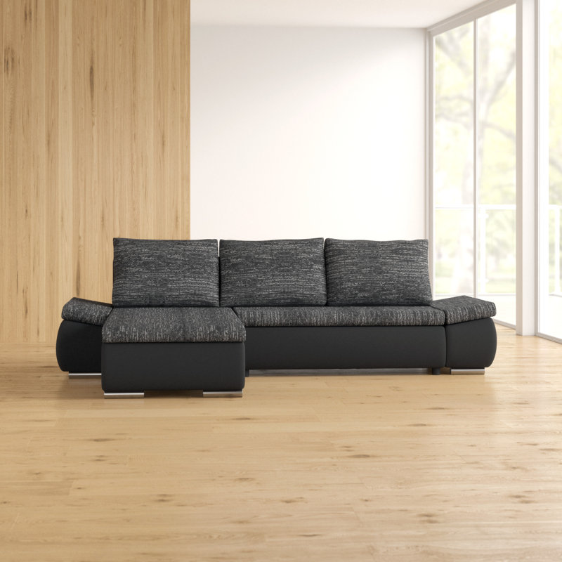 Karyn 3 Seater Sofa Bed, Chaise lounge left, Anthracite/White