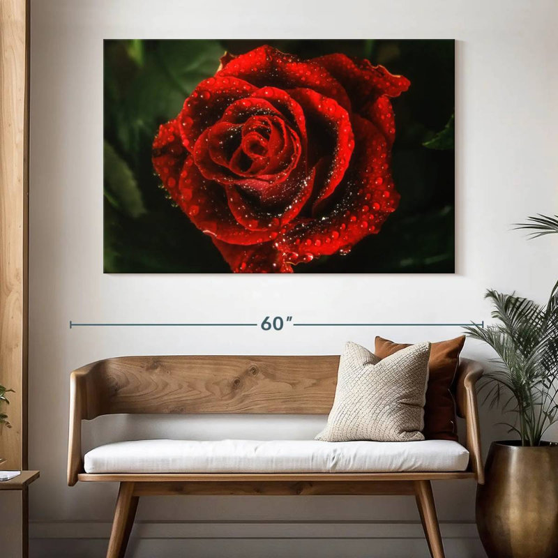 Élégante rose rouge rosée, H 34 po x l 51 po