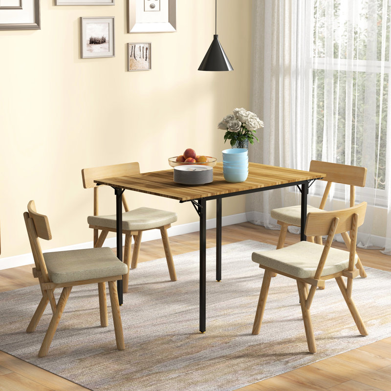 Space Saving Table, Walnut Drop Leaf Folding For Small Spaces Kitchen Table , 2 - 4 Usage