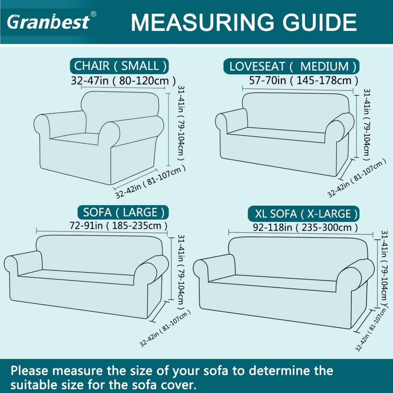Polyester Box Cushion Sofa Slipcover,  Light Grey