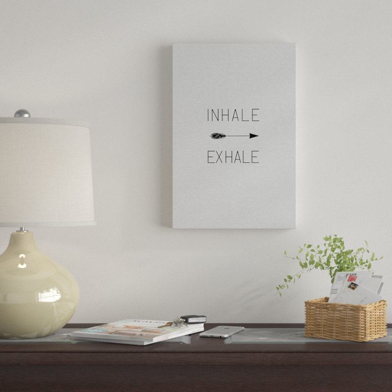 «Inhale Exhale Arrow», art textuel sur toile, H 40 po x l 26 po x P 1,5 po, Pas de tapis, Toile tendue