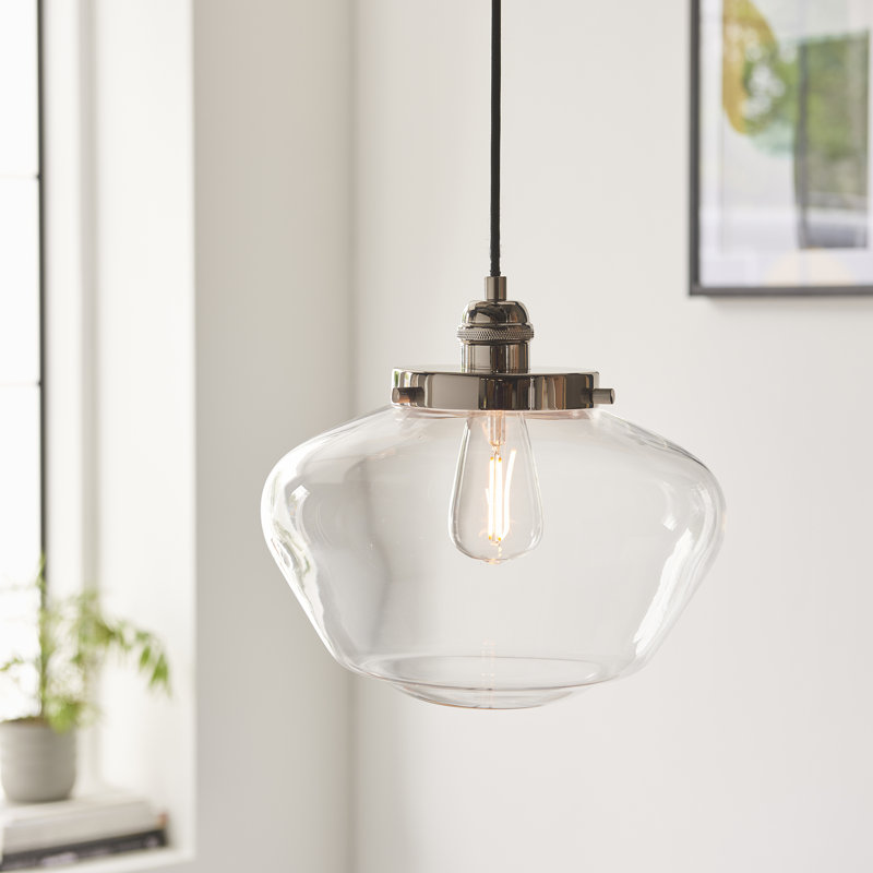 Choquette 1 - Light Schoolhouse Pendant, Clear, Bright nickel