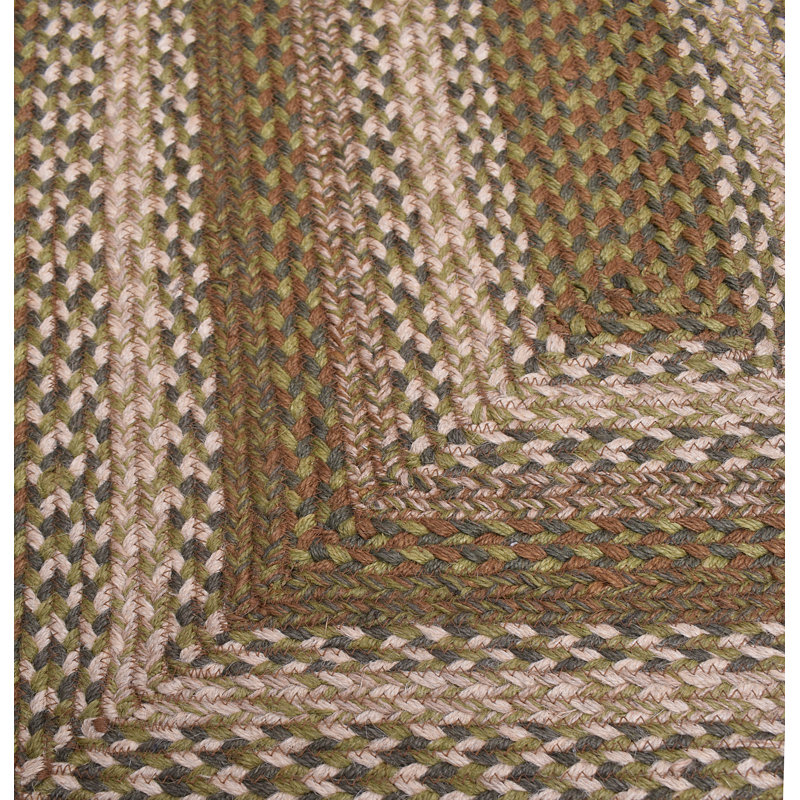 Bryiana Farmhouse Braided Jute Green Area Rug, Rectangle 1'8" x 2'6"