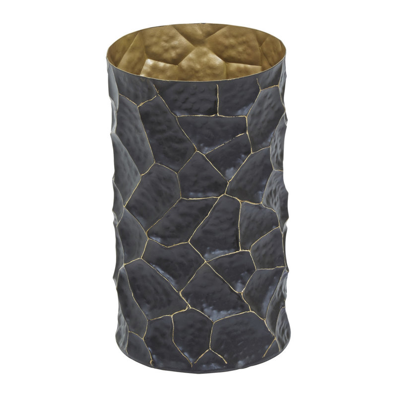 Anyelo Stainless Steel Table Vase 1, 23cm H x 13cm W x 13cm D, Black/Gold