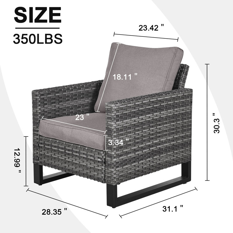 Chaises de patio avec coussin Naresa, Cadre gris / coussin gris