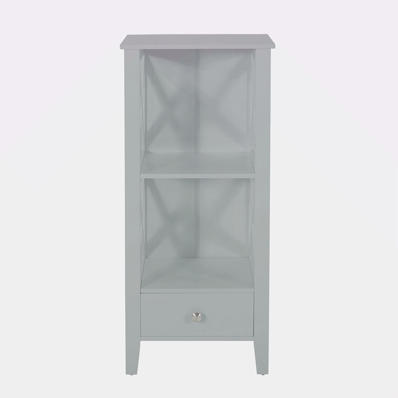 Étagère de rangement moderne en faux bois, 2 tablettes et tiroir, rangement compact