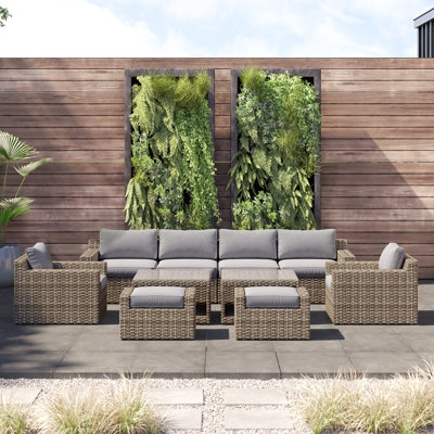 Lysia 10 Piece Rattan Multiple Chairs Seating Group with Cushions by Ebern Designs