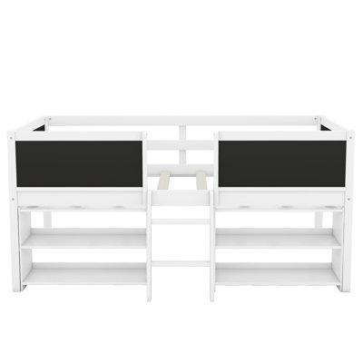 Twin Size Low Loft Bed With Two Movable Shelves And Ladder -  Harriet Bee, 110F4646A8D5422EA9C04A57F88A920A