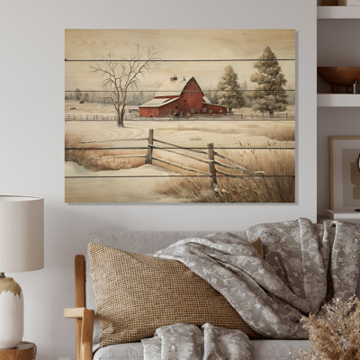 " Red Barn Scenery In Winter VI "