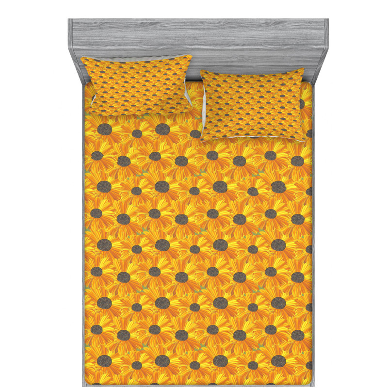 Microfiber Floral Sheet Set, Queen Sheet Set with Fitted Sheet