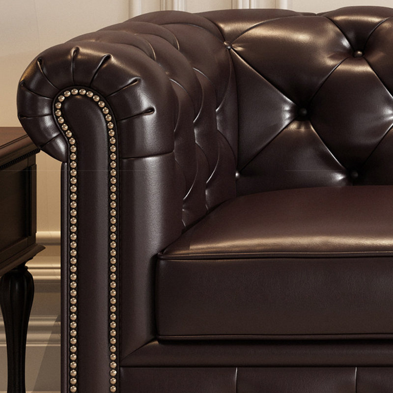 Canapé modulaire brun en cuir véritable