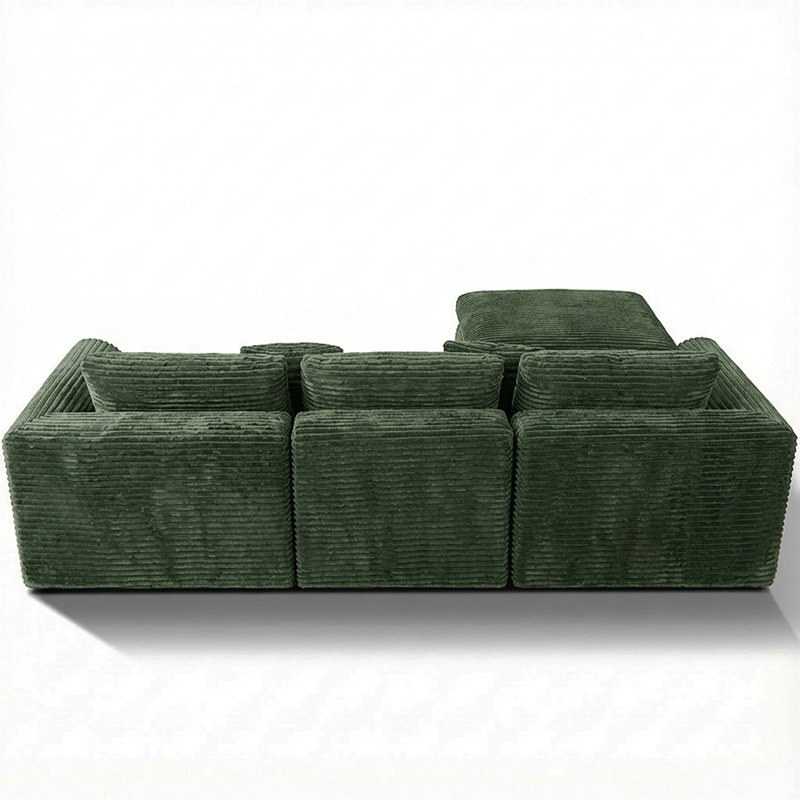 Kelvera Boneless 108-Inch Modern Sectional Sofa with High-Density Foam and Interchangeable Chaise Options, Green