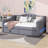 Daybed With two storage drawers And LED, Upholstered Linen Day Bed Frame With Tufted Button Backrest-909913601-909913602