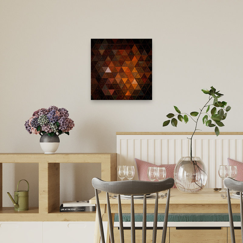 Art mural abstrait géométrique chaleureux, H 18 po x l 18 po