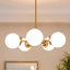 Luminaire suspendu sphère 5 lumières Mid-Century