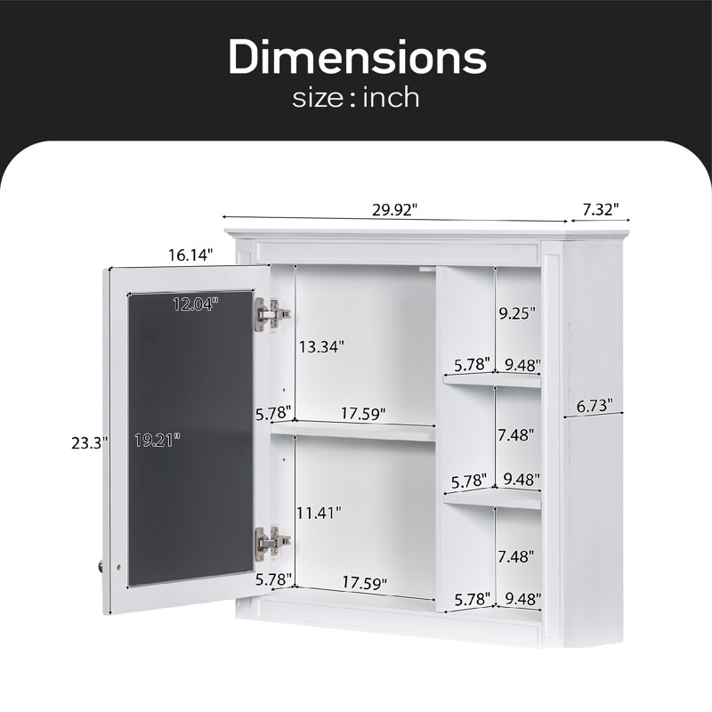 Liell Wall Mounted Required Bathroom Cabinet, White