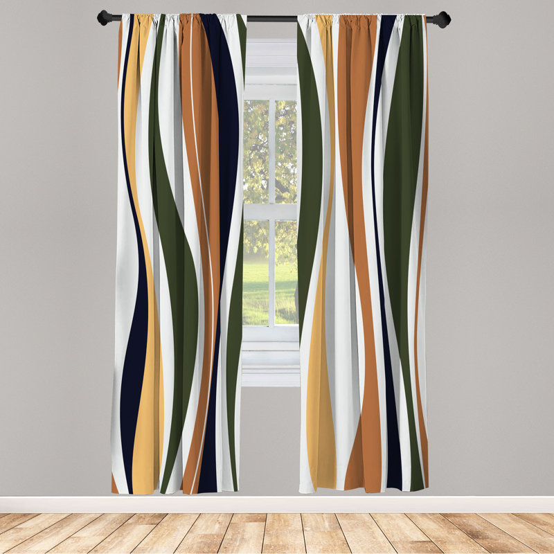 Pastel Striped Light-Filtering Microfiber Curtain Panels, 28" x 63", Set of 2