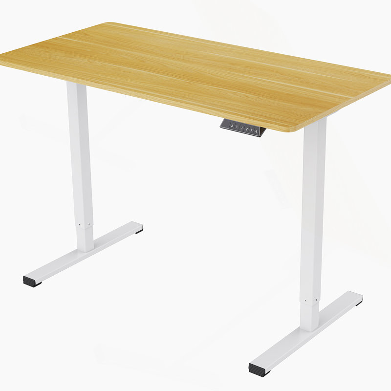 Bureau électrique debout à hauteur réglable, H 28,74 po x l 47,24 po x P 23,62 po, Naturel / Blanc