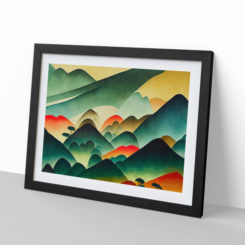 XH1022-7534X Rolling Mountain Range Vol.1 - Single Picture Frame Painting, Black , 46cm H x 64cm W x 2cm D