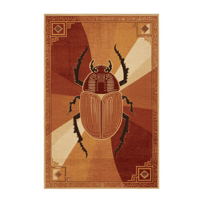 Machine Washable Bergland Traditional Oriental Rug in Brown – LightBrown Binding