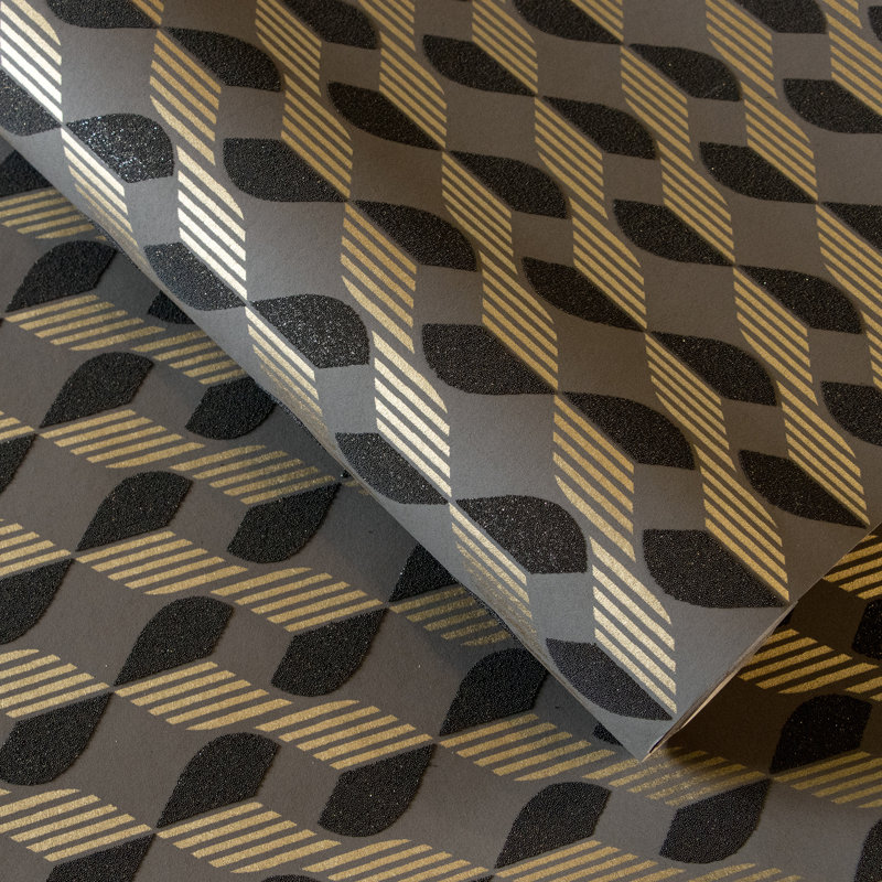 Universe Venus Glass Stone Geometric Wave Wallpaper Roll, Brown