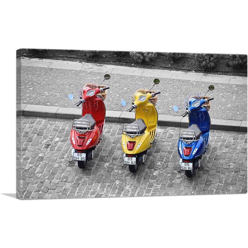 Reproduction de photo sur toile tendue, rouge, jaune et bleu, H 12 po x l 18 po x 1,5 po