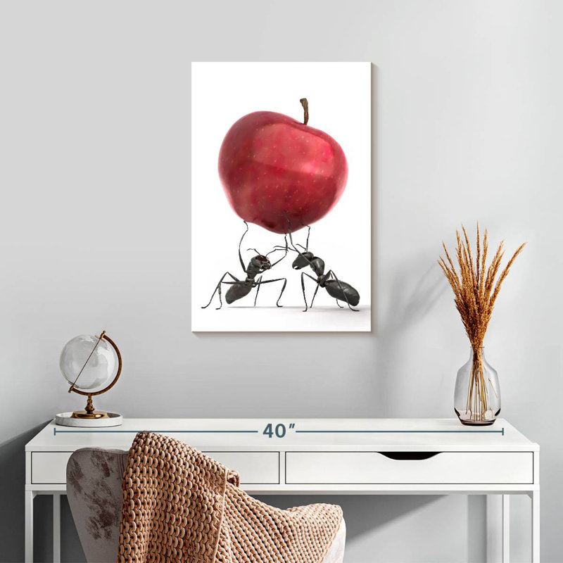 Brampt Black Ants With Apple, 24" H x 16" W