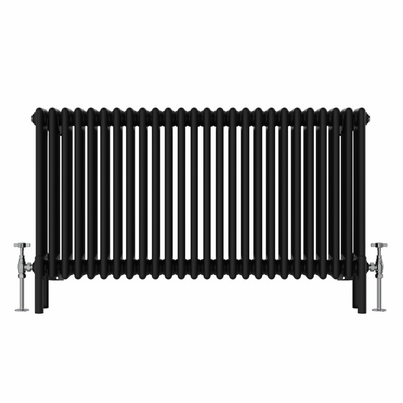 Altynay Horizontal Traditional 4 Column Radiator, 600mm H x 1190mm W x 140mm D, Black