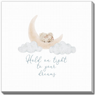Sheep On Moon Words Canvas Wall Art
