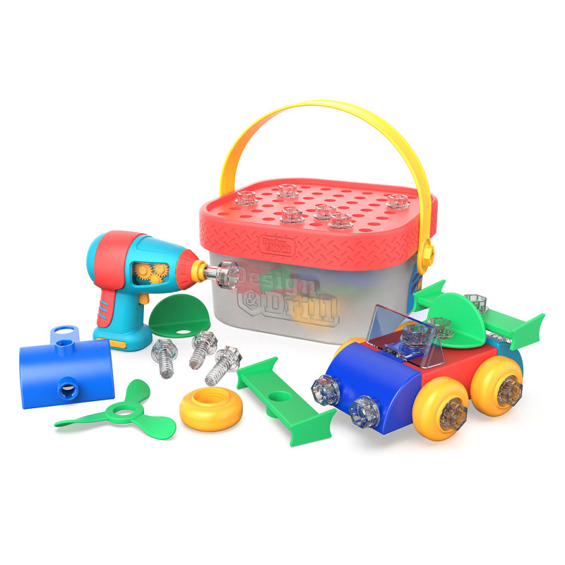 Seau de construction et perceuse