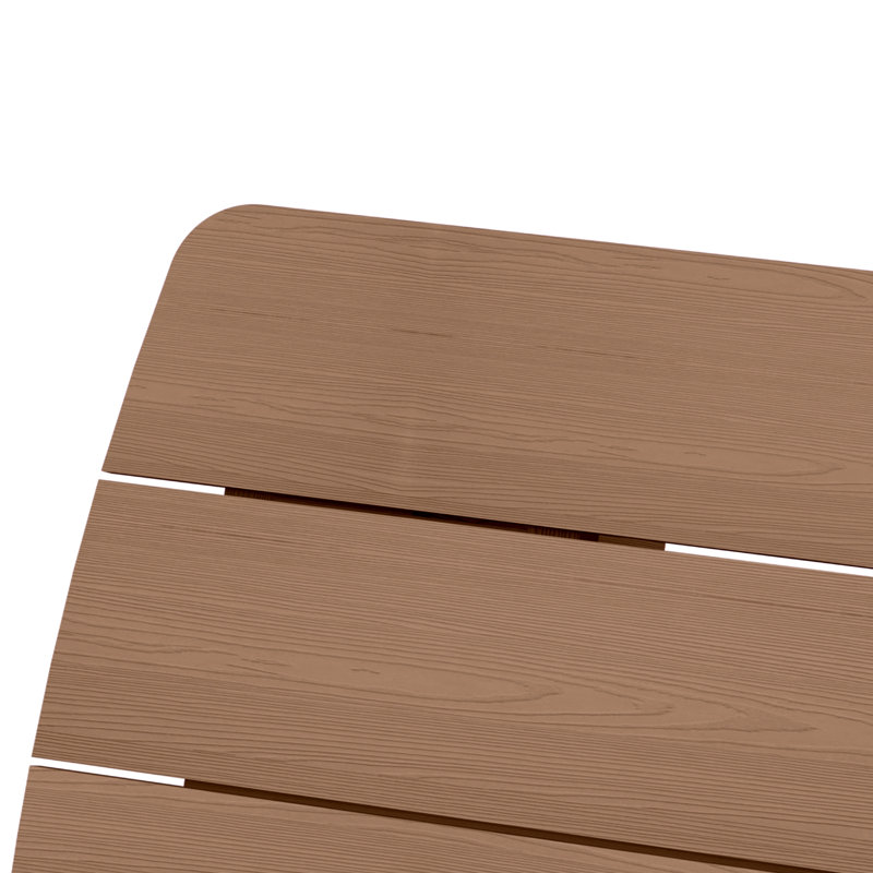  Table de salle à manger rectangulaire en PEHD pour l'extérieur avec trou pour parasol, Teck