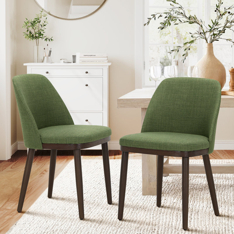 Upholstered Solid Wood Dining Chair, Green